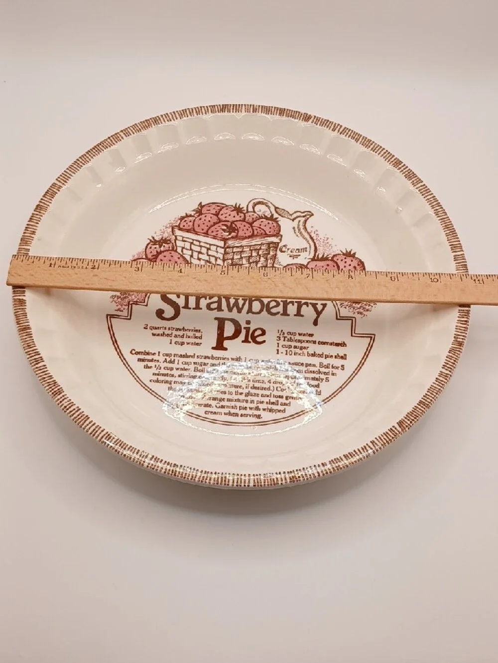 Vintage Strawberry Pie Plate w/Recipe Royal China Jeannette USA